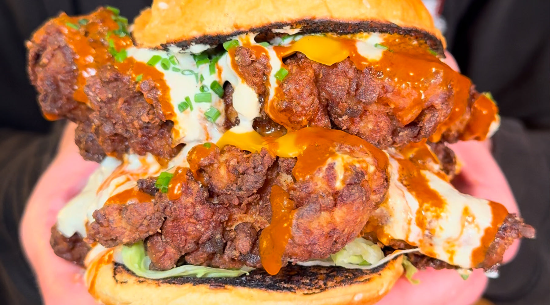 Fried Chicken Buffalo Wing Burger