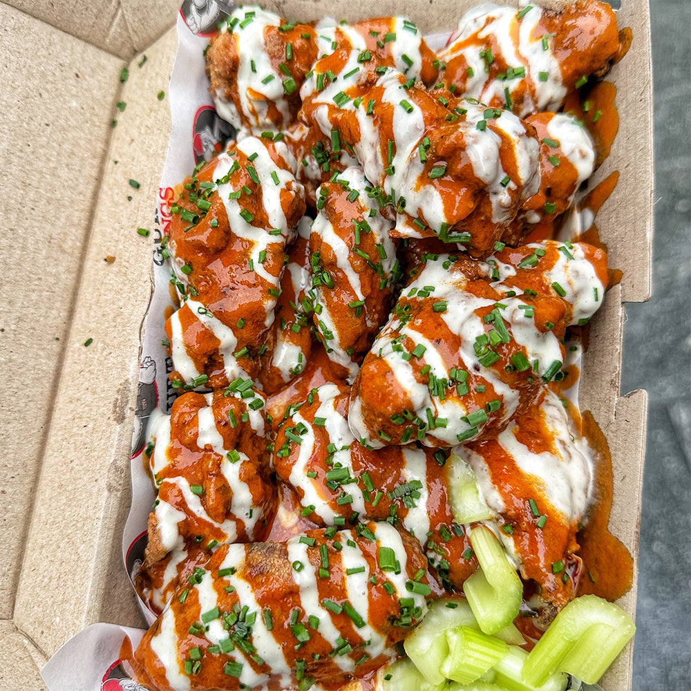 gurt wings with buffalo sauce