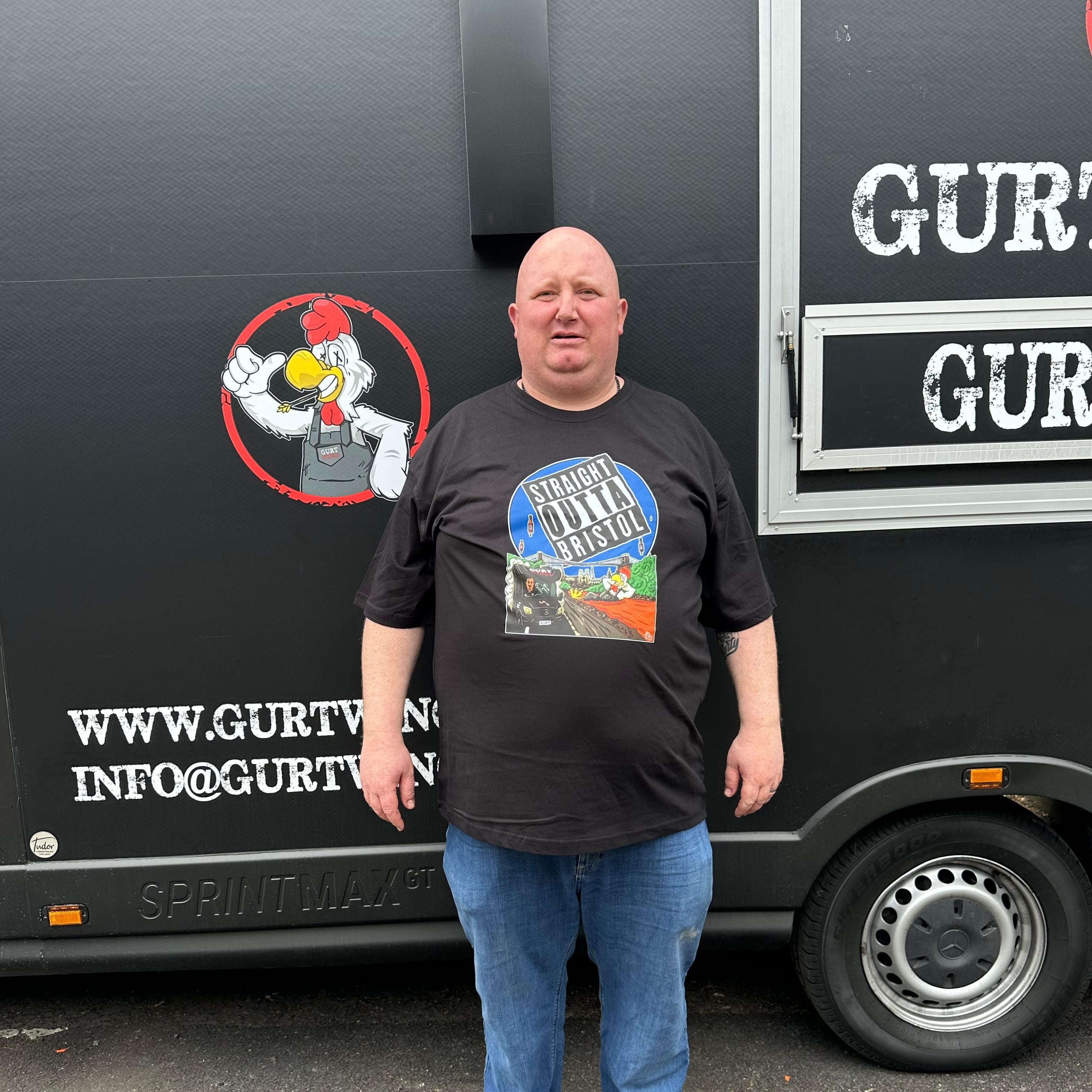 gurty in straight outta bristol t-shirt